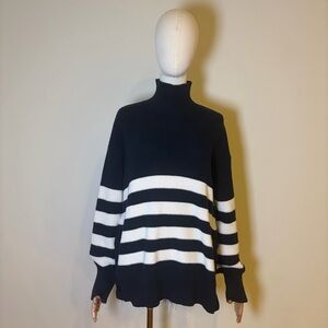 French Connection Women's 100% Cotton Mock Neck Striped Jumper size Small